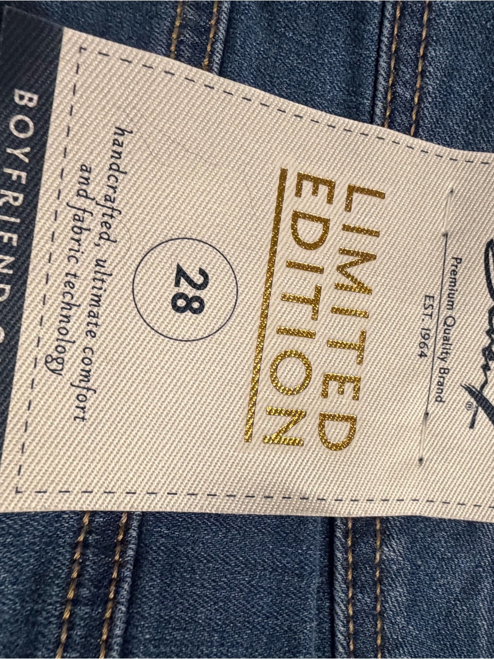 Seven7 Dark Blue Cropped Jeans with Pink & Light Blue Floral Embroidery - Picture 9 of 9
